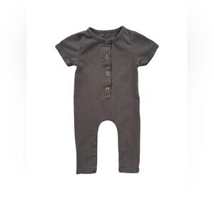 Orcas Lucille Size 3 Months Olive Green Short Sleeve Henley Romper